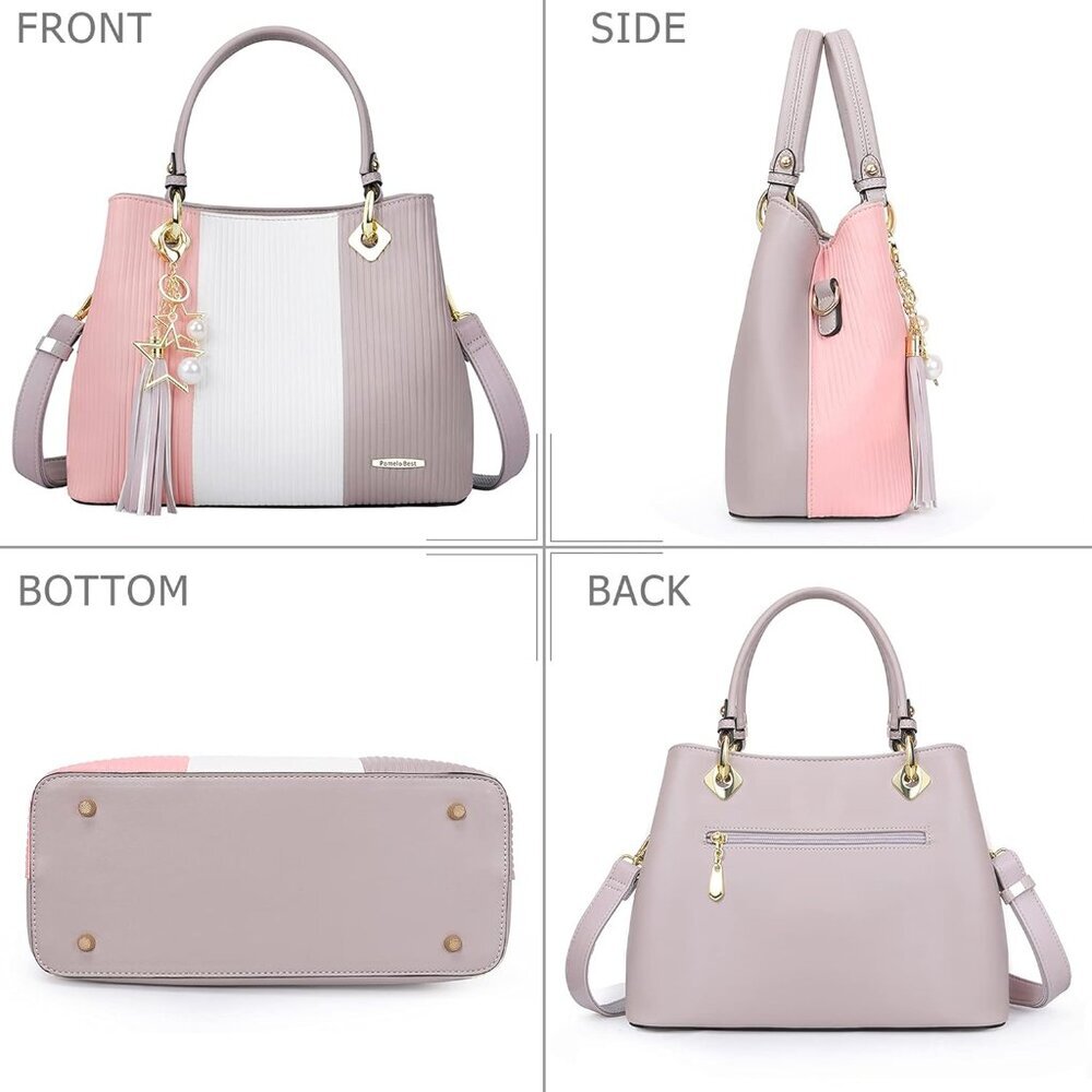 Chic PU Leather Handbag for Women - 8 Pockets, Adjustable Strap, Gift-Ready - Picture 6 of 8